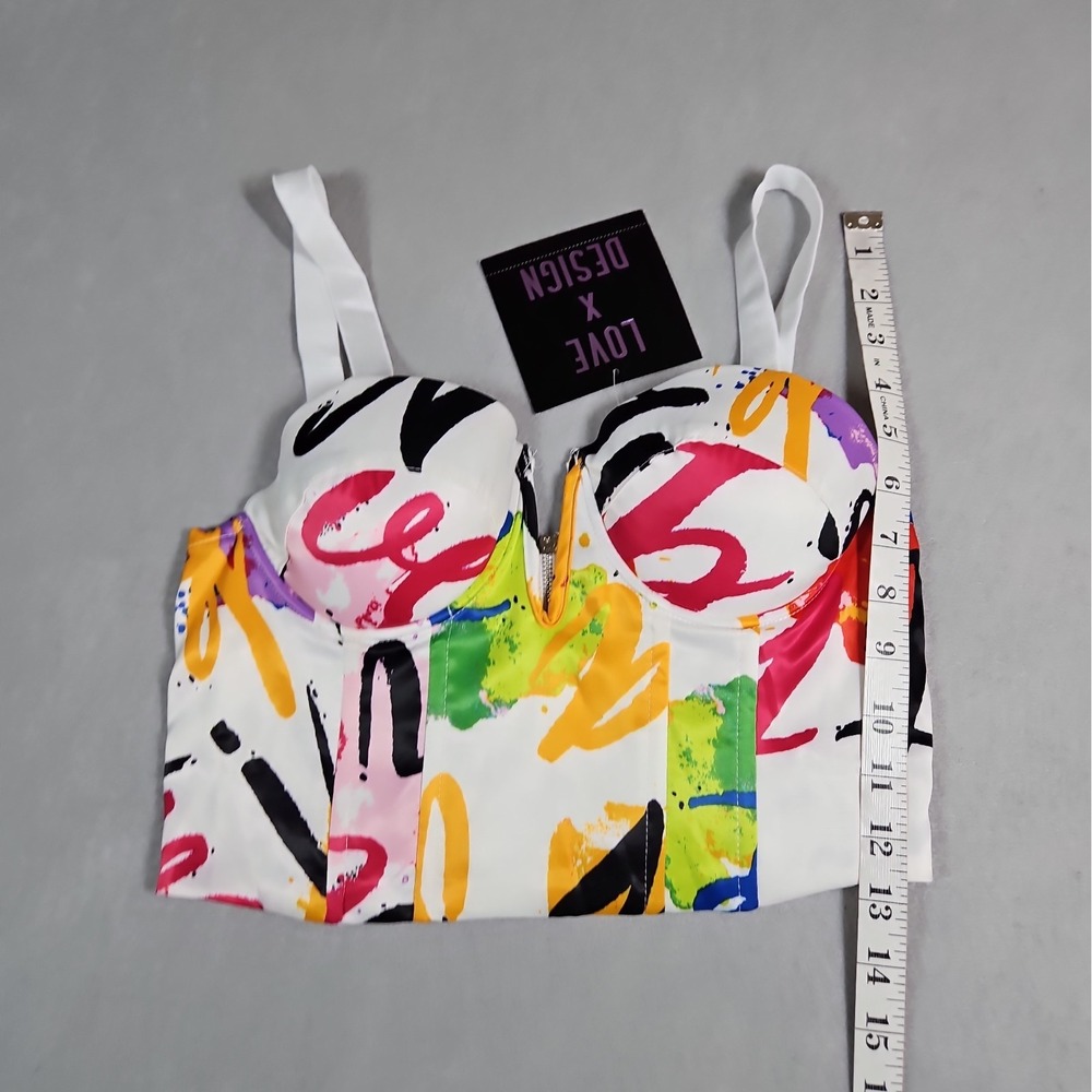 Love By Design Juniors Abstract Print Bustier Corset Crop Top Size Small NWT - Picture 10 of 10